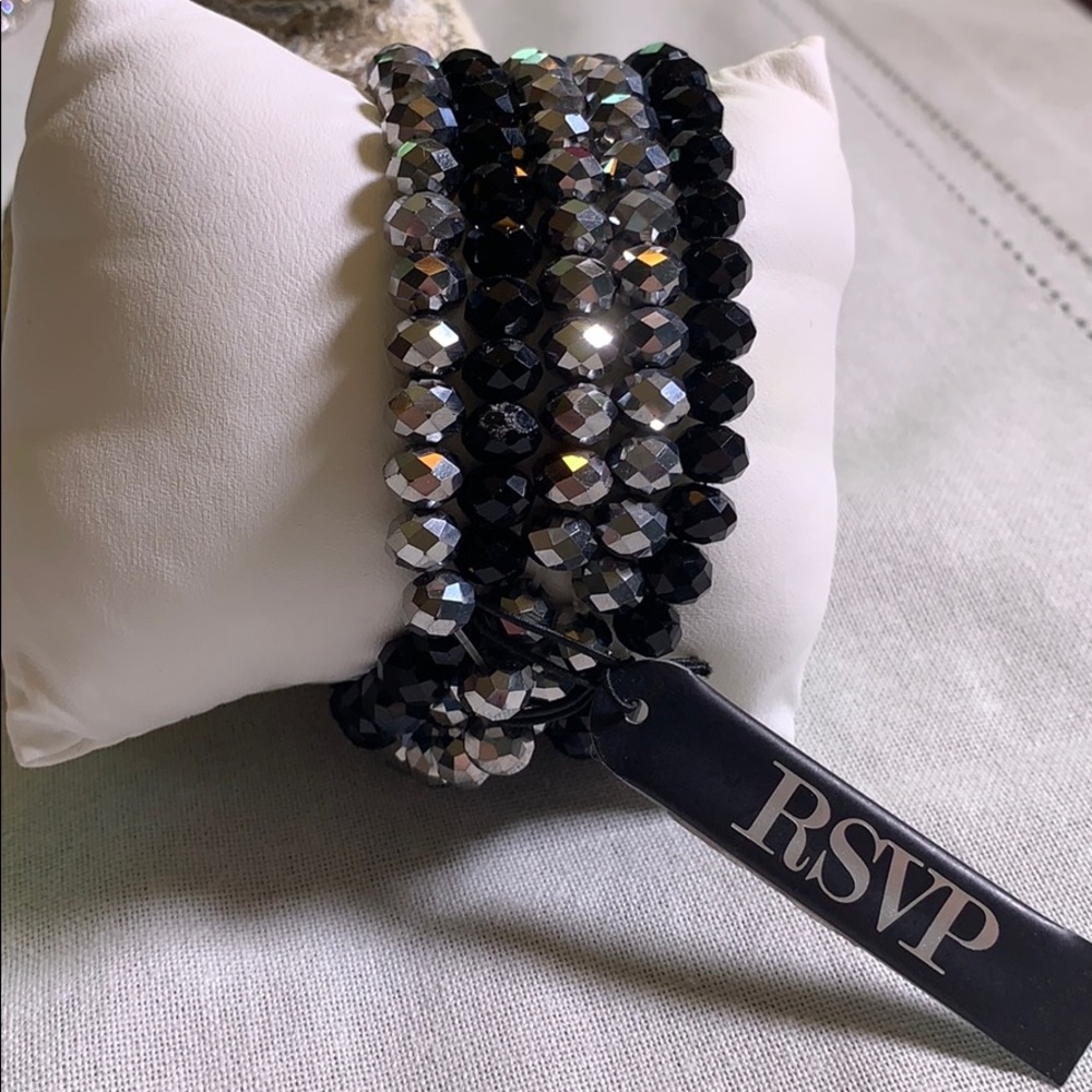RSVP Silver and black shiny bead bracelet pack